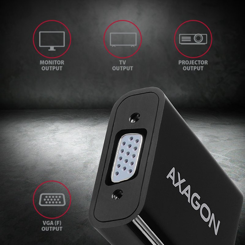 Axagon RVH-VGAN câble vidéo et adaptateur 0,17 m HDMI Type A (Standard) VGA (D-Sub) Noir