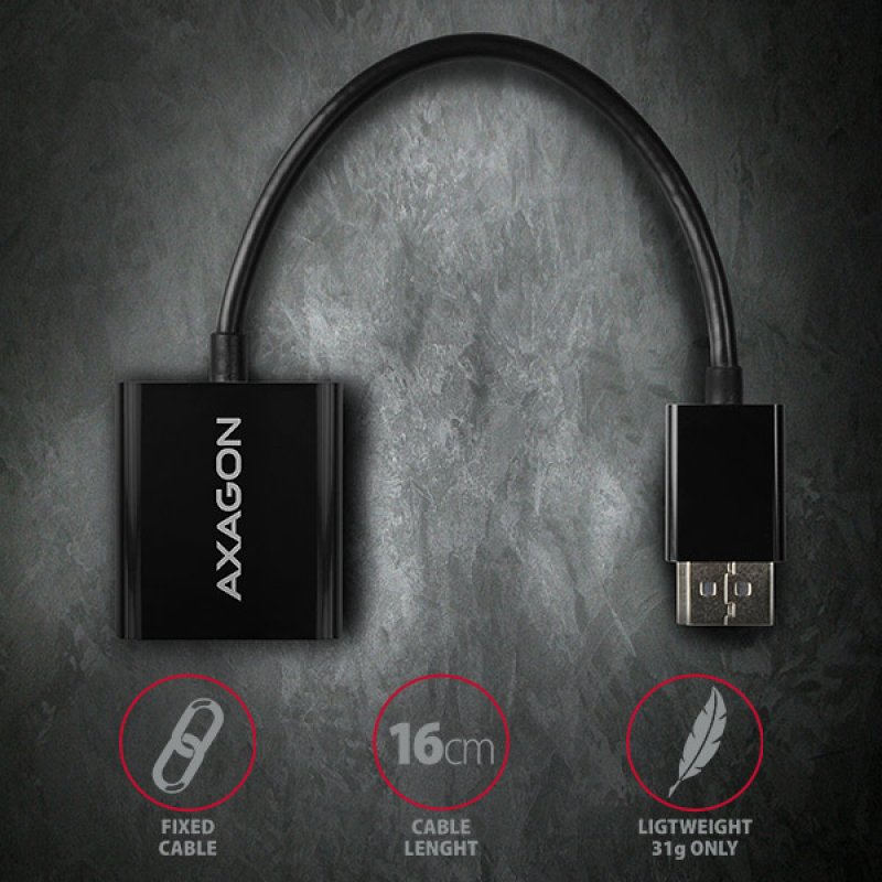 AXAGON compatible RVD-VGN DisplayPort auf VGA Adapter, WUXGA - schwarz