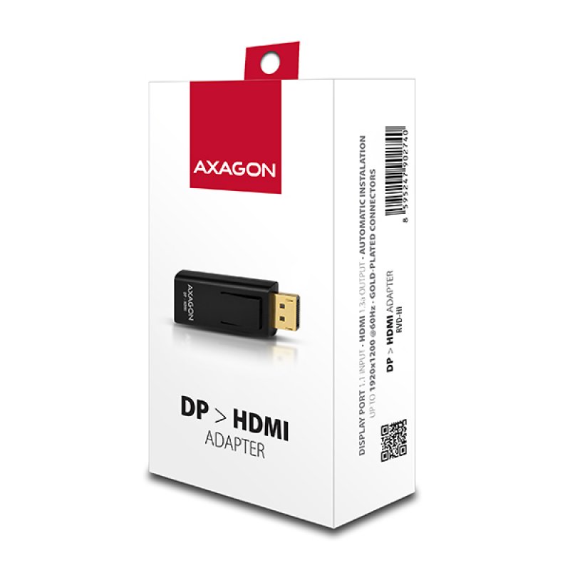 Axagon RVD-HI câble vidéo et adaptateur DisplayPort HDMI Noir