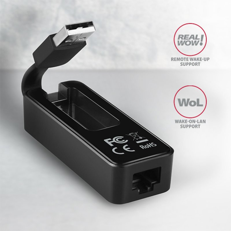 Axagon ADE-XR changeur de genre de câble USB 2.0 RJ-45 Noir
