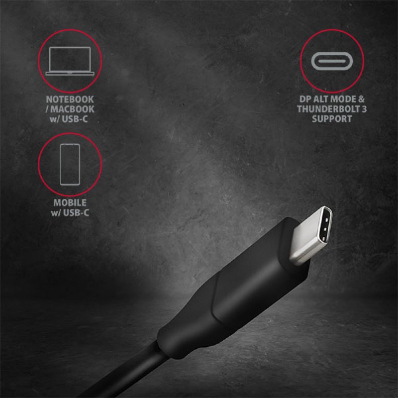 Axagon RVC-DPC video cable adapter 1.8 m USB Type-C DisplayPort Black