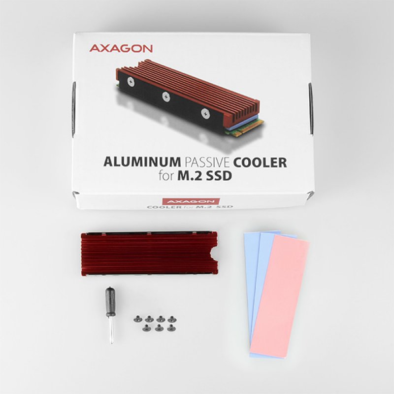 AXAGON compatible CLR-M2 passiver M.2-SSD-Kühlkörper - 2280, Aluminium, rot
