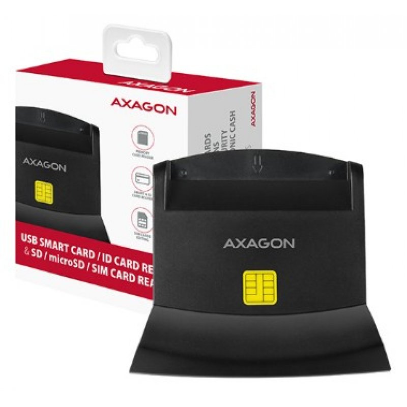 Axagon CRE-SM2 smart card reader Indoor USB USB 2.0 Black