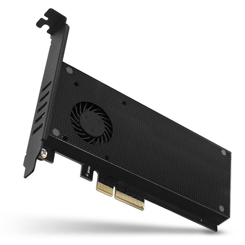 AXAGON compatible PCEM2-DC PCIe-3.0-x4-Adapter, 1x M.2-NVMe- und 1x M.2-SATA-SSD, bis 22110 - aktive Kühlung