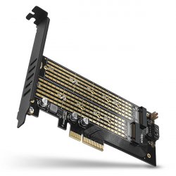 AXAGON compatible PCEM2-D PCIe-3.0-Adapter, 1x M.2-NVMe- und 1x M.2-SATA-SSD, bis 22110 - passive Kühlung
