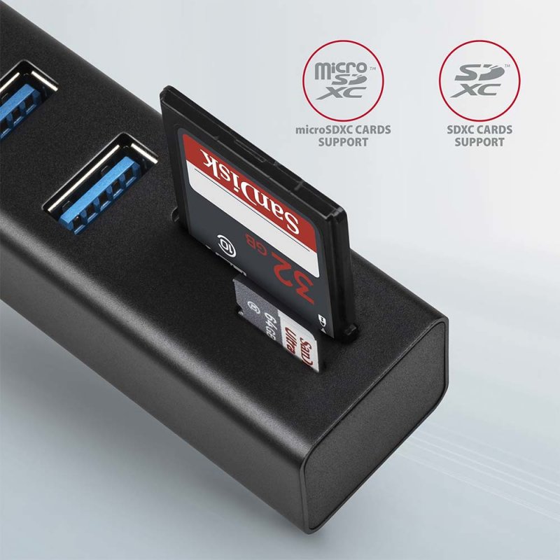 AXAGON compatible HMA-CR3A Multiport-Hub, USB 3.0 Typ A, Gbit-LAN, 3x USB-A, SD, microSD
