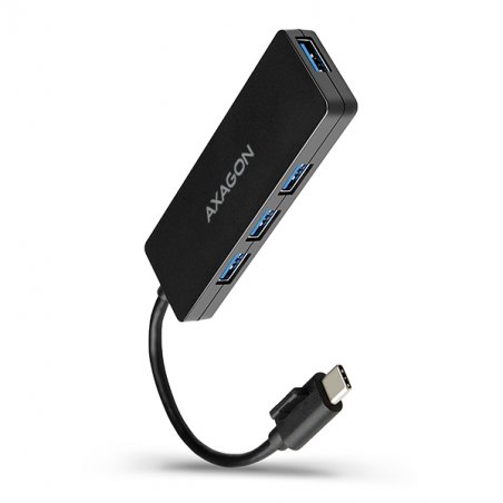 AXAGON compatible HUE-G1C Superspeed USB-C Slim Hub, 4x USB 3.0 - 14cm, schwarz