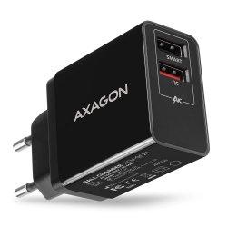 AXAGON compatible ACU-QS24 Ladegerät, 2x USB-A, QC3.0/Smart 5V 1,2A, 24W - schwarz