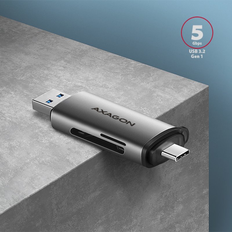 Axagon CRE-SAC card reader USB 3.2 Gen 1 (3.1 Gen 1) Type-A/Type-C Grey