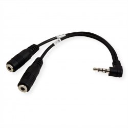 Adaptateur Audio Jack 3,5mm coudé vers Micro & Casque stéréo (Noir)