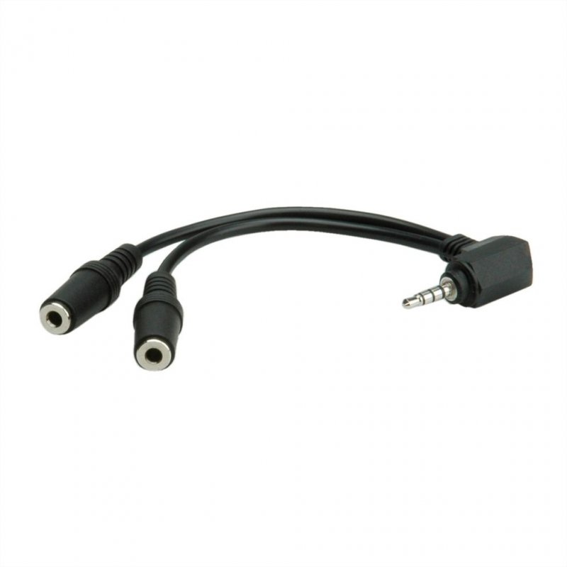 Adaptateur Audio Jack 3,5mm coudé vers Micro & Casque stéréo (Noir)