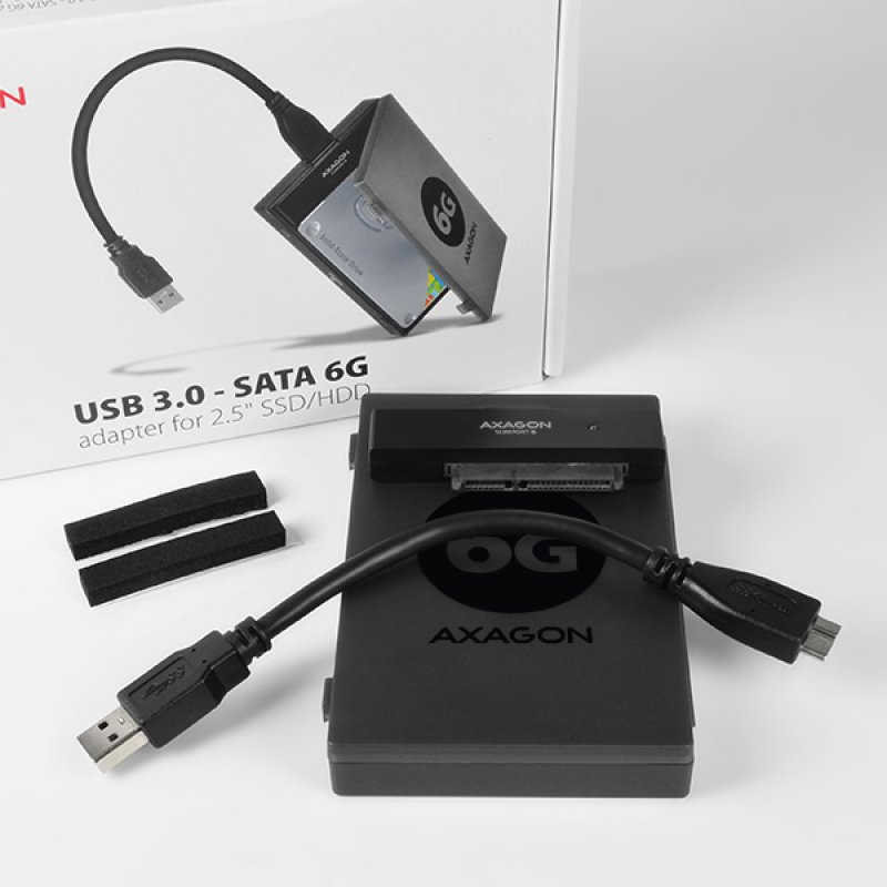 AXAGON compatible ADSA-1S6 SLIMPort6 Adapter, USB 3.0, 2,5" SSD/HDD, SATA 6G - mit Case