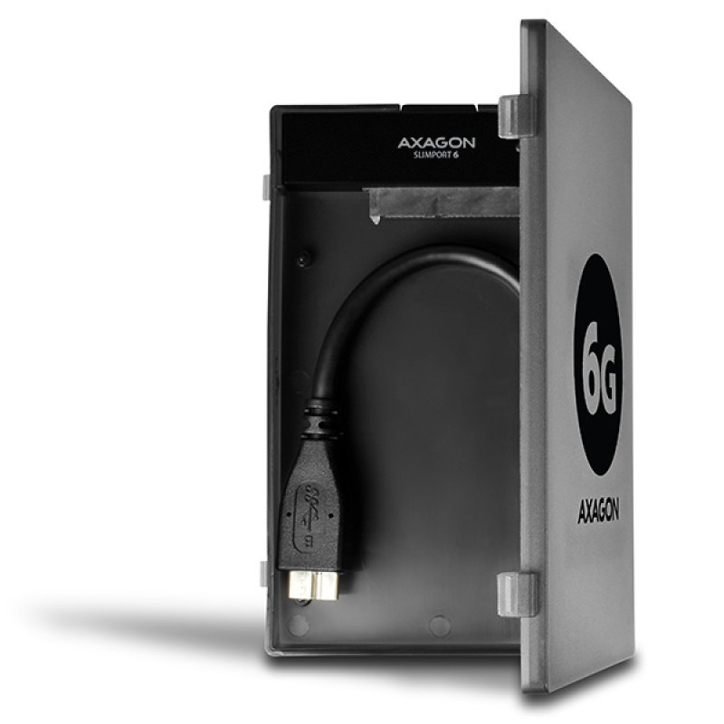 AXAGON compatible ADSA-1S6 SLIMPort6 Adapter, USB 3.0, 2,5" SSD/HDD, SATA 6G - mit Case