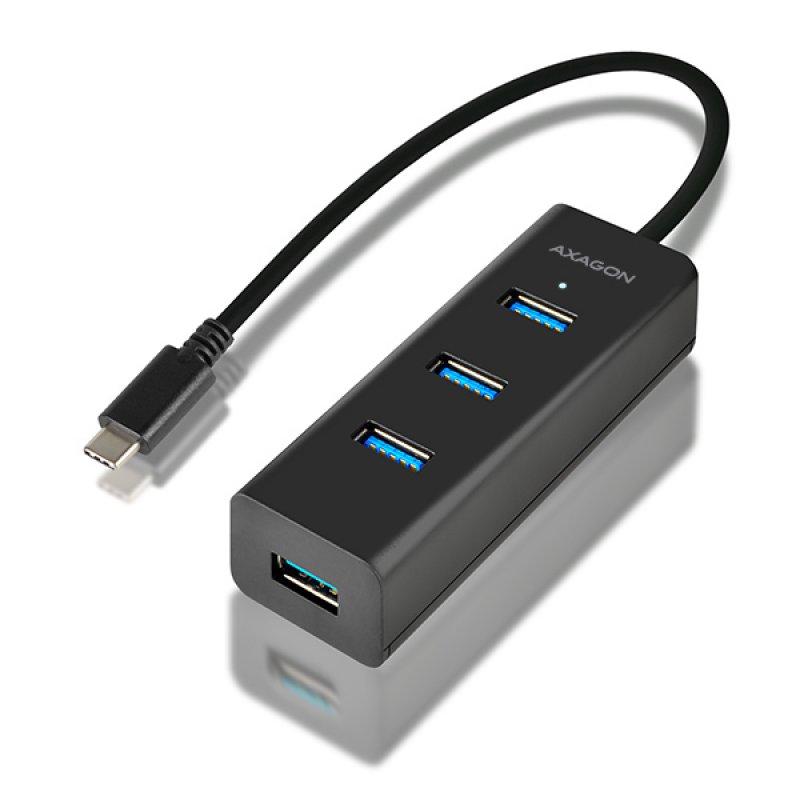 AXAGON compatible HUE-S2C USB-A-Hub, 4x USB 3.0, 1x Micro-USB für Stromversorgung - 400 mm USB-C-Kabel