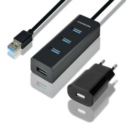 AXAGON compatible HUE-S2BP USB-A-Hub, 4x USB 3.0, 1x Micro-USB für Stromversorgung - 1,2 m Kabel, Netzteil