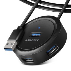 AXAGON compatible HUE-P1A USB-A-Hub, 4x USB 3.0, 1x Micro-USB für Stromversorgung - 300 mm Kabel
