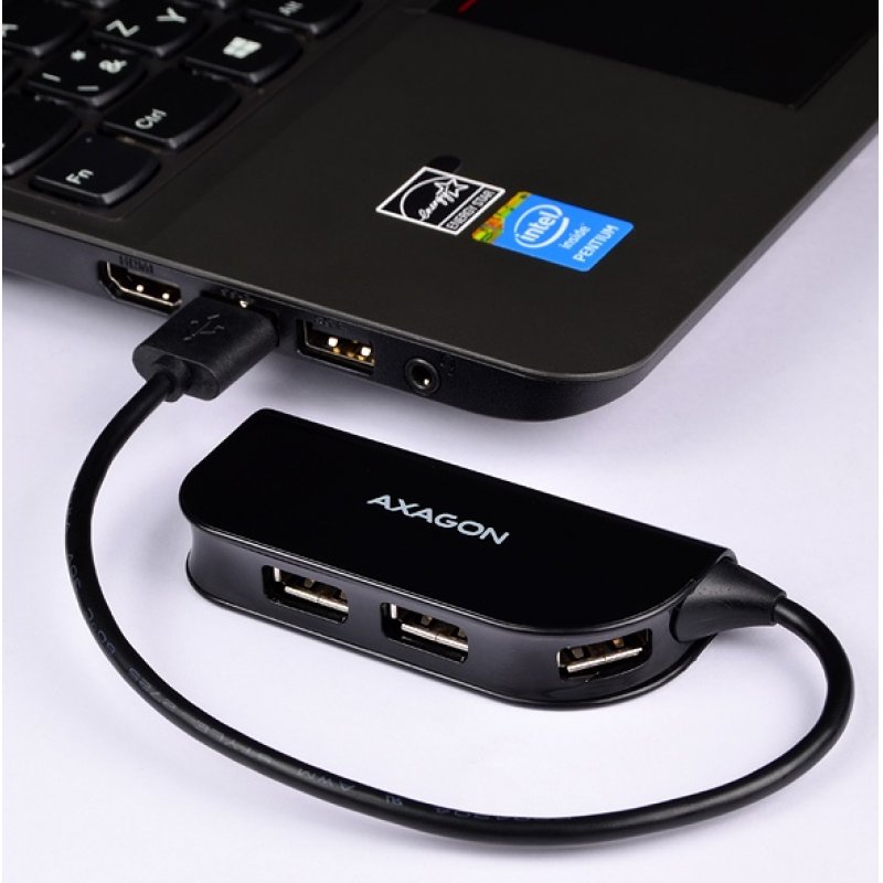 AXAGON compatible HUE-X4B USB-A-Hub, 4x USB 2.0 - 20 cm, schwarz