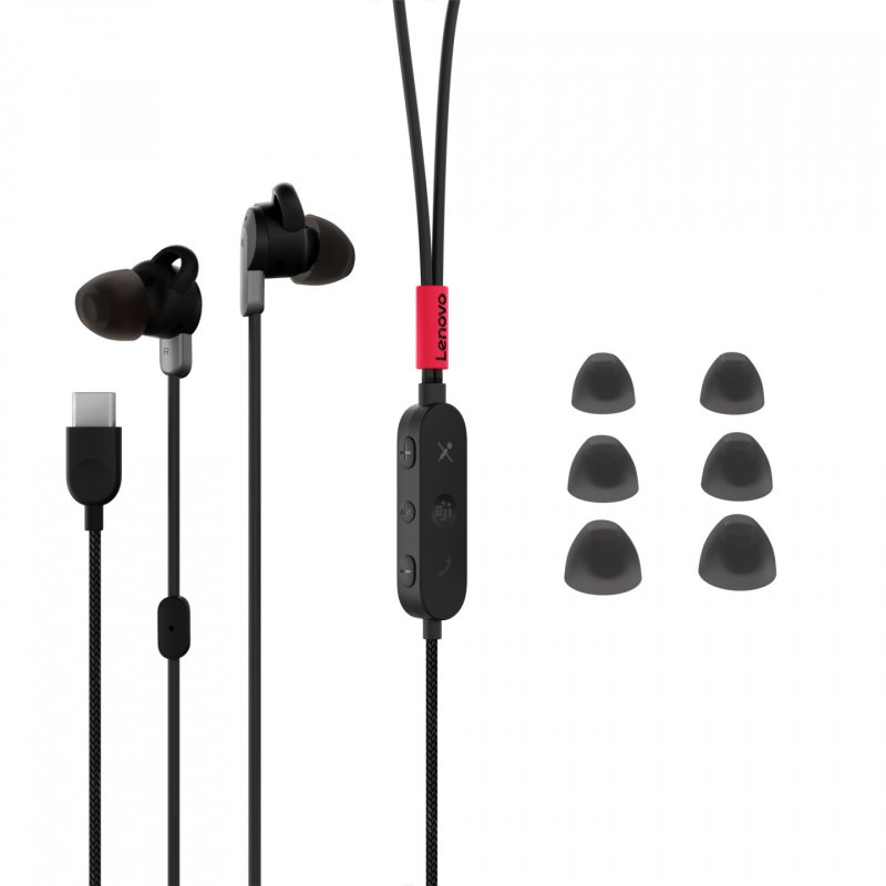 Lenovo 4XD1C99220 écouteur/casque Avec fil Ecouteurs Musique/Quotidien USB Type-C Noir