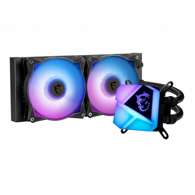 MSI MAG CORELIQUID C280 Liquid CPU Cooler '280mm Radiator, 2x 140mm ARGB PWM Fan, ARGB lighting, Center Supported, Compa