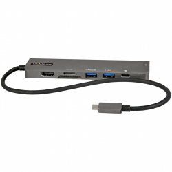StarTech.com USB C Multiport Adapter - USB-C to 4K 60Hz HDMI 2.0, 100W Power Delivery Pass-through, SD/MicroSD, 2-Port U