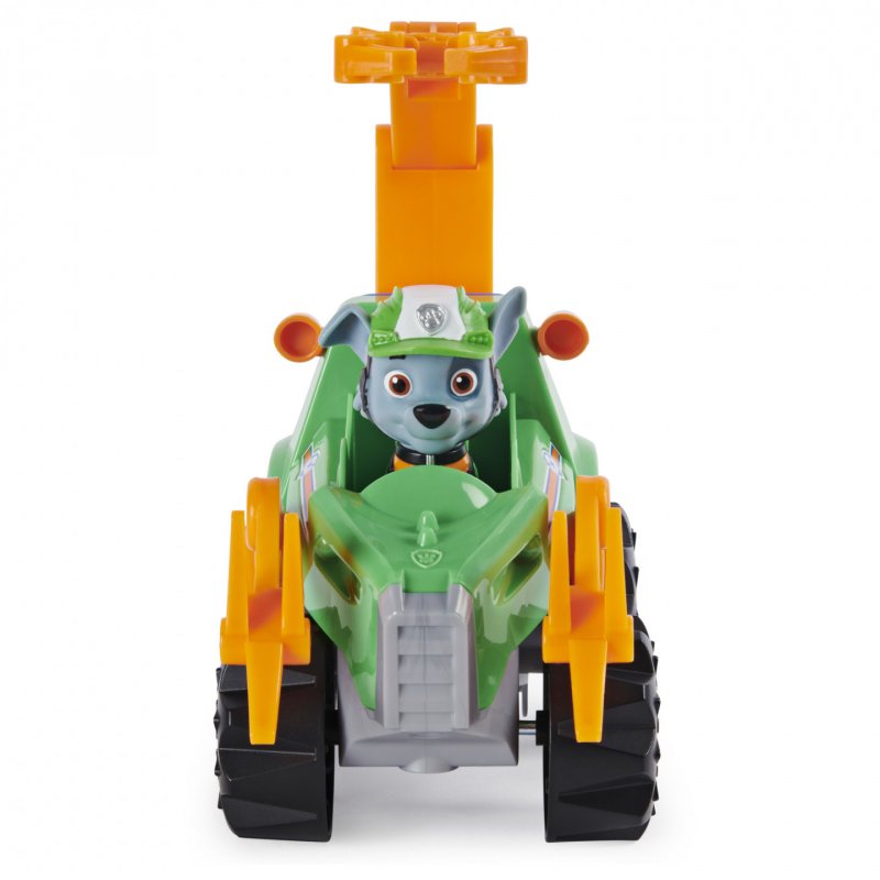 PAW Patrol , Dino Rescue Rocky’s Deluxe Rev Up Vehicle with Mystery Dinosaur Figure