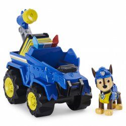 PAW Patrol , Dino Rescue Chase’s Deluxe Rev Up Vehicle with Mystery Dinosaur Figure