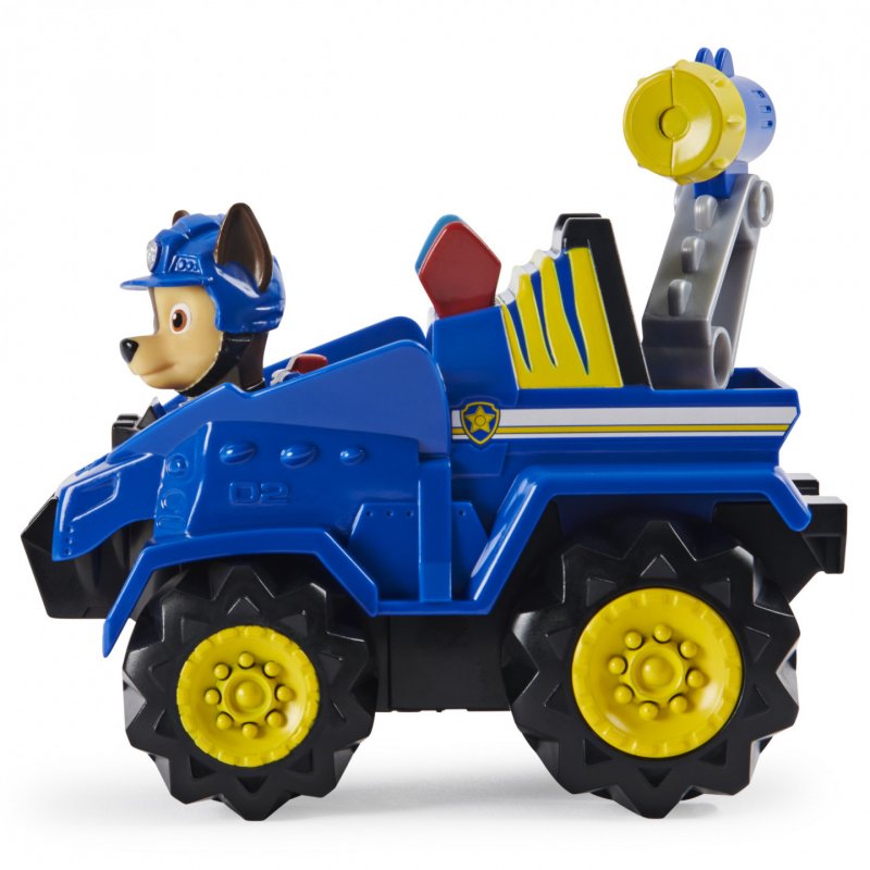 PAW Patrol , Dino Rescue Chase’s Deluxe Rev Up Vehicle with Mystery Dinosaur Figure