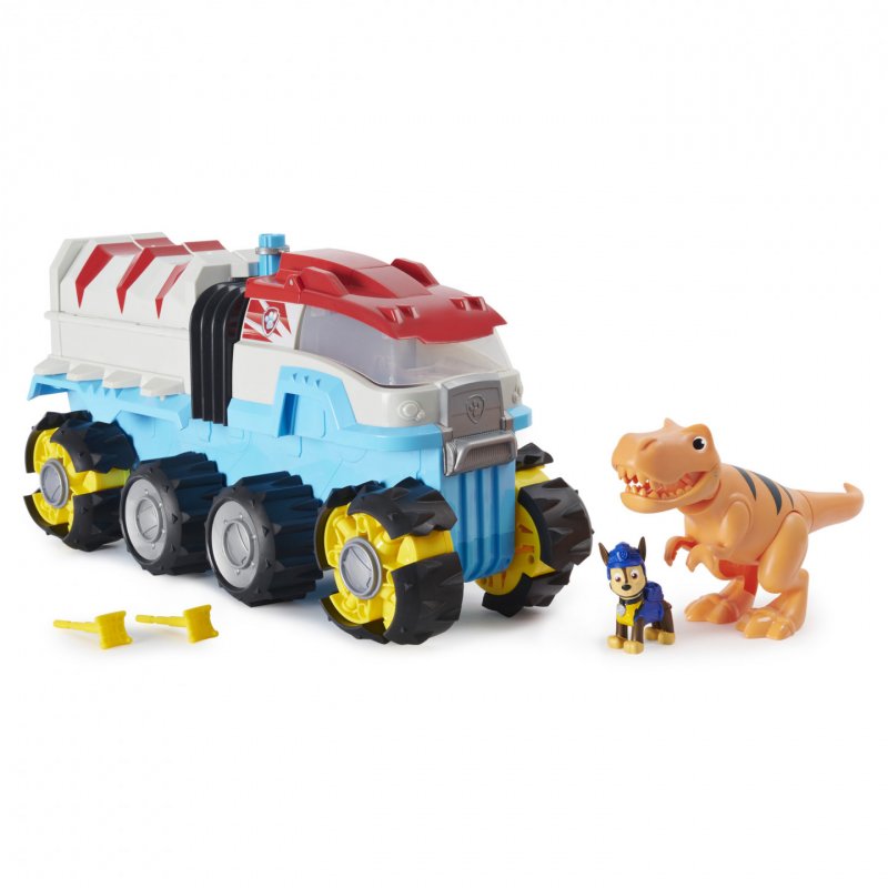 PAW Patrol , Dino Rescue Dino Patroller Motorized Team Vehicle with Exclusive Chase and T. Rex Figures