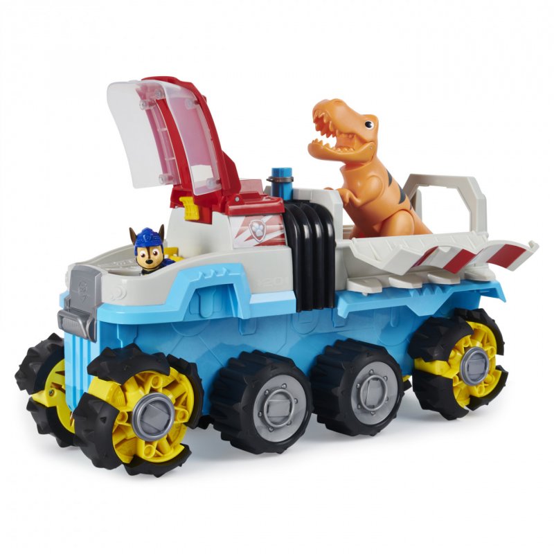 PAW Patrol , Dino Rescue Dino Patroller Motorized Team Vehicle with Exclusive Chase and T. Rex Figures