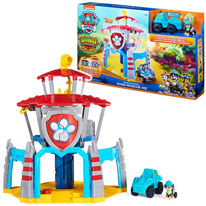 PAW Patrol , Dino Rescue HQ Playset with Sounds and Exclusive Rex Figure and Vehicle