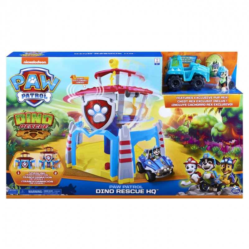 PAW Patrol LA PAT' PATROUILLE – PLAYSET QUARTIER GENERAL PAT' PATROUILLE – Univers Jouet Avec Effets Sonores Dino Re