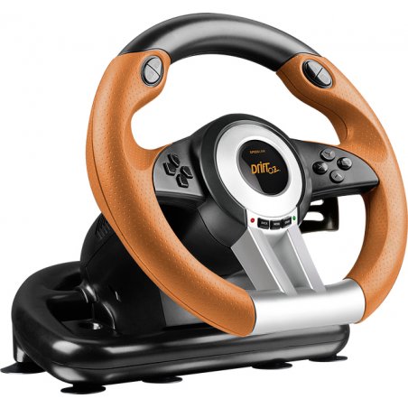SPEEDLINK DRIFT O.Z. Black, Grey, Orange USB Steering wheel + Pedals Analogue / Digital PC