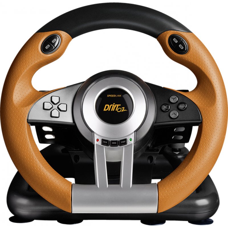 SPEEDLINK DRIFT O.Z. Black, Grey, Orange USB Steering wheel + Pedals Analogue / Digital PC