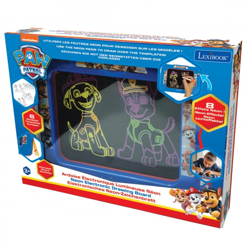 Lexibook compatible - Paw Patrol Neon Luminous Drawing Board with pens and templates (CRNEOPA)