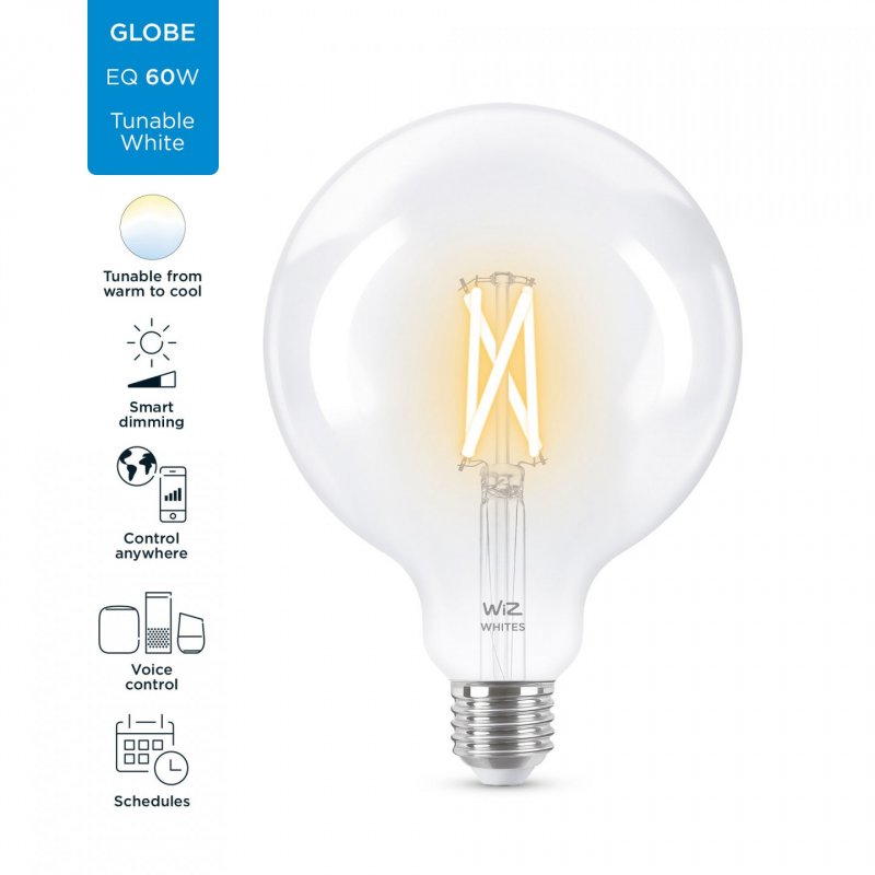 WiZ Globe filament transparent 6,7 W (éq. 60 W) G125 E27