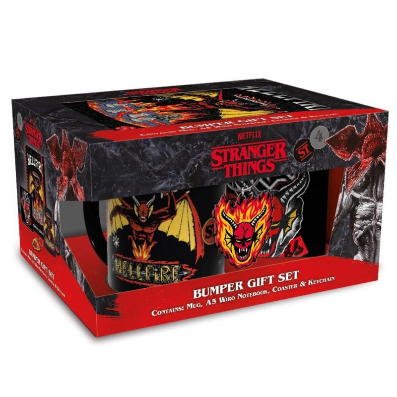 STRANGER THINGS - Bumper Gift Set -Mug, sous verre, Porte-clé & Carnet