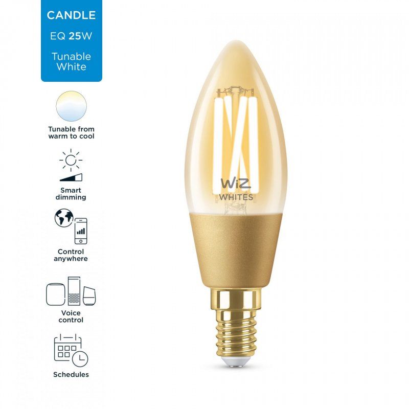 WiZ Filament Candle amber 4.9W (Eq.25W) C35 E14