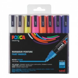 Posca - PC3M - Fine Tip Pen - Soft Colors, 8 pc