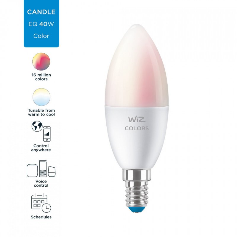 WiZ - C37 Candle E14 Colour and Tunable White - Smart Home