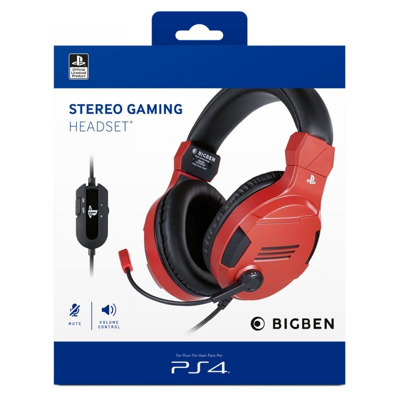 Bigben Interactive PS4OFHEADSETV3R headphones/headset Wired Head-band Gaming Red