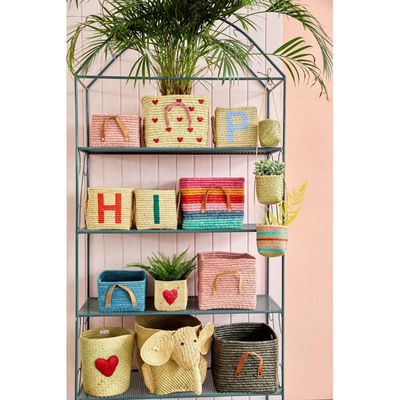 Rice ELEPHANT RAFFIA STORAGE BASKET