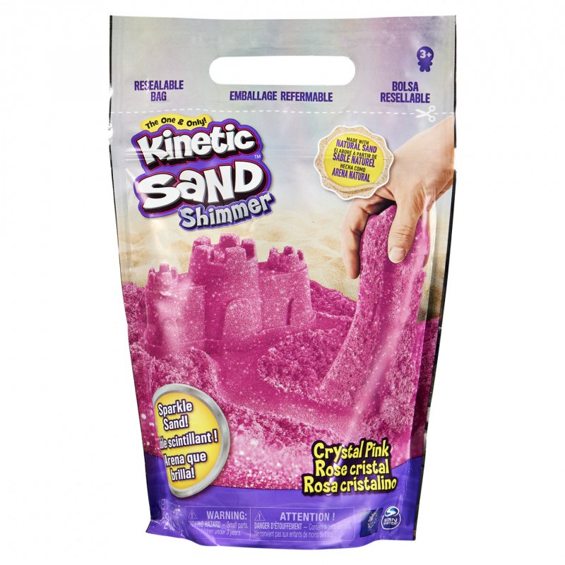 Kinetic Sand , Sachet de 907 g de sable scintillant Rose cristal entièrement naturel à écraser, mélanger et sculpter