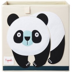 3 Sprouts Panda storage box Storage basket Rectangular Polyester Black, White