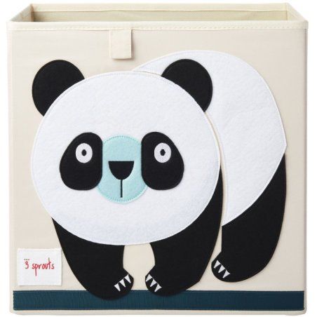 3 Sprouts Panda storage box Storage basket Rectangular Polyester Black, White