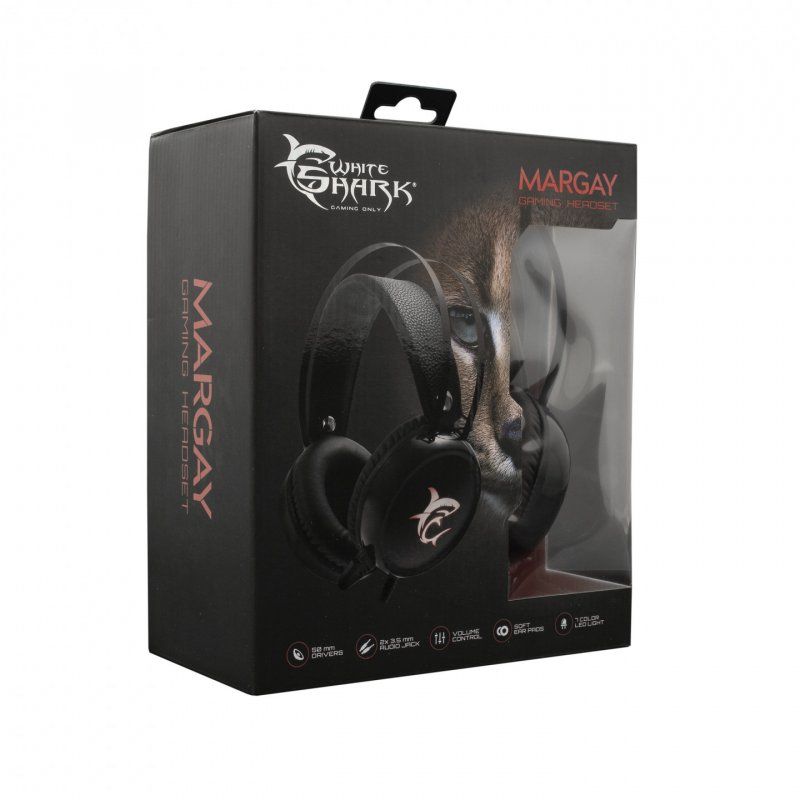 White Shark MARGAY headphones/headset Wired Helmet Gaming Black