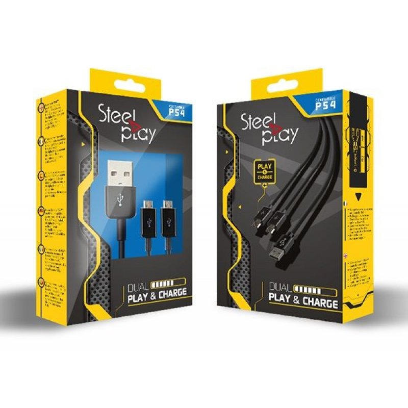 Steelplay JVAPS400040 USB cable 3 m USB 2.0 USB A 2 x Micro-USB B Black