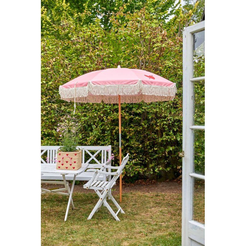 Rice - Small Square Raffia Basket with Handles - Hearts