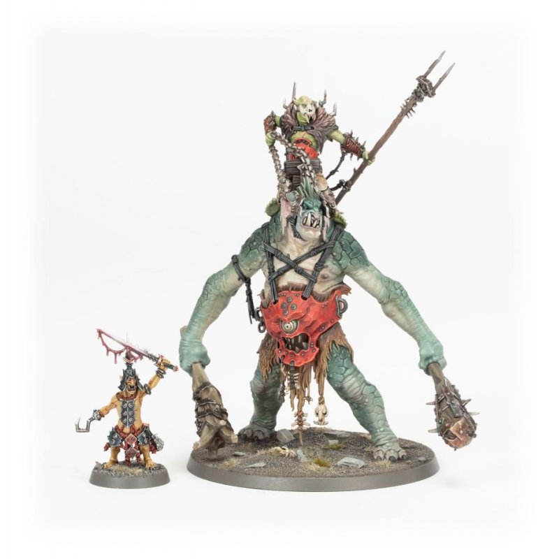 Warhammer AoS - Orruk Warclans Boss Bestiaire sur Troggoth Fangebrute