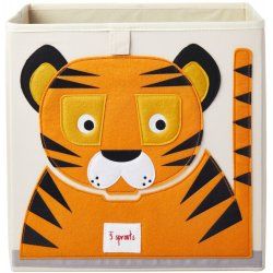 3 Sprouts Tiger storage box Storage basket Rectangular Polyester Orange