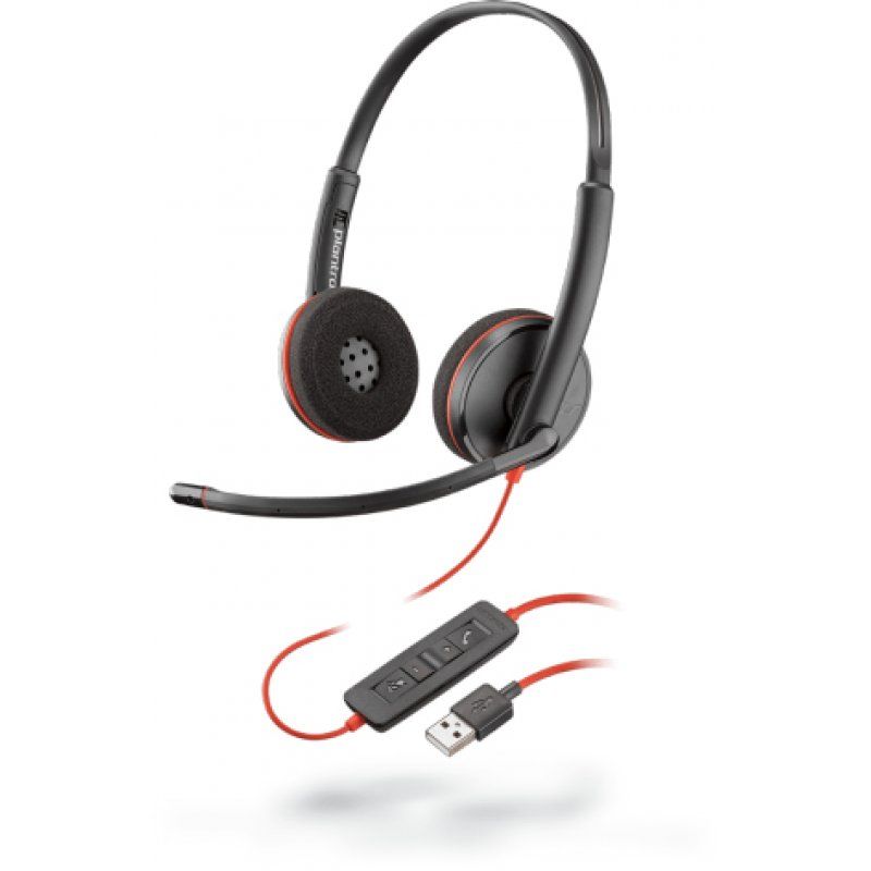 POLY Blackwire C3220 Casque Avec fil Arceau Appels/Musique USB Type-A Noir, Rouge